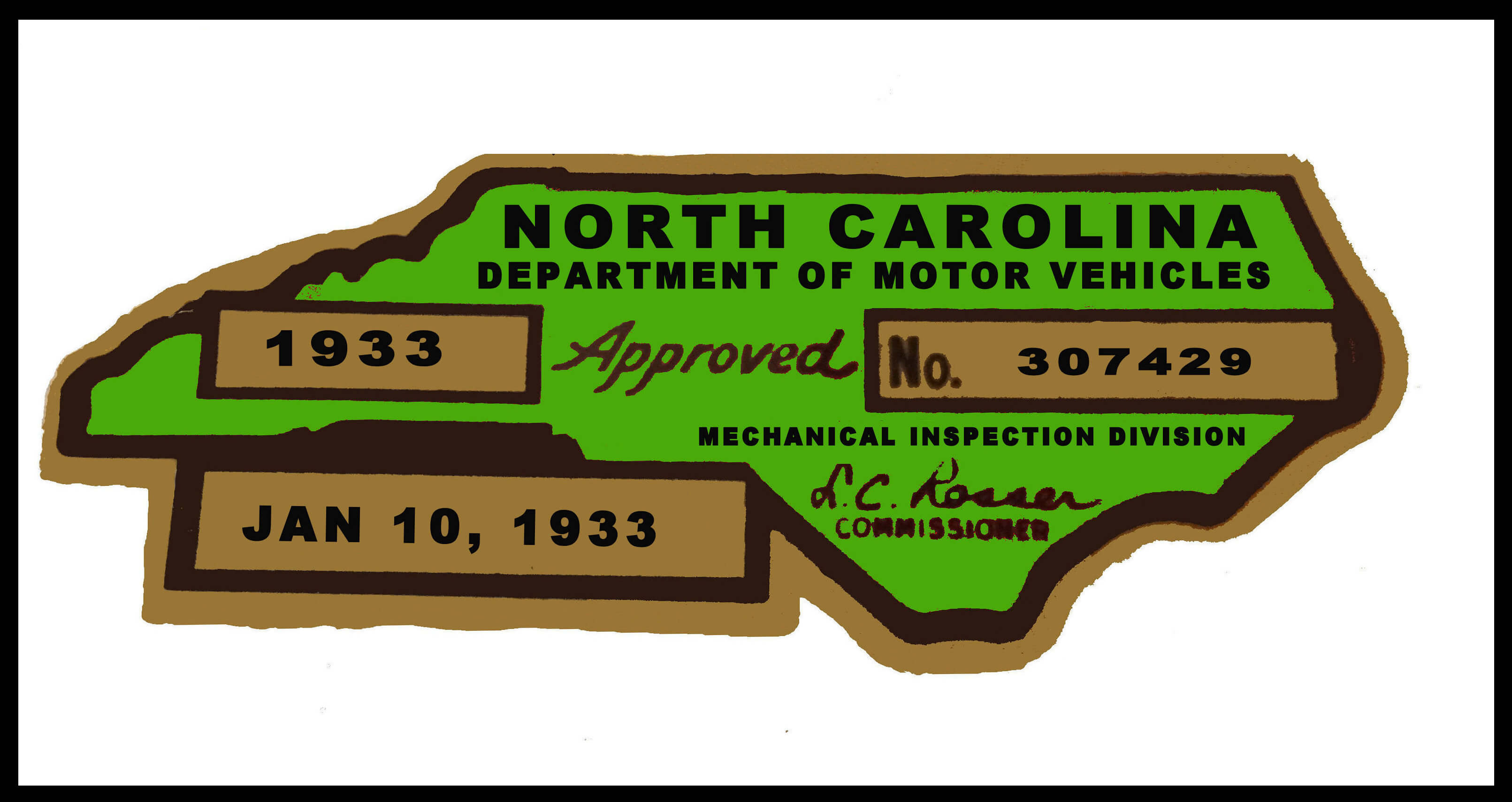 (image for) 1933 NC Inspection Sticker